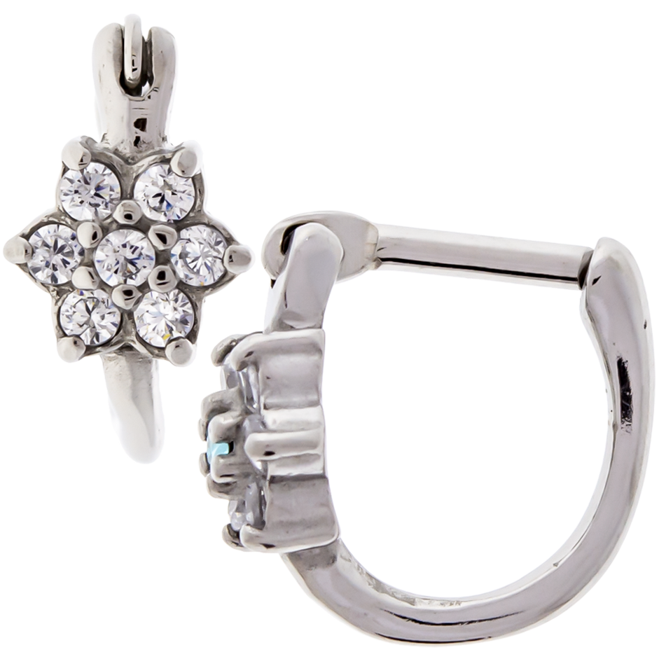 16G 1/4" Gem Flower Ear Clicker