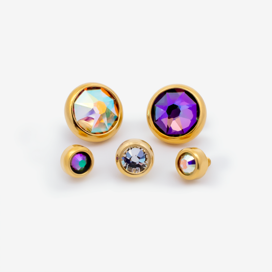 Steel Internally Threaded Gold PVD Gem Disc