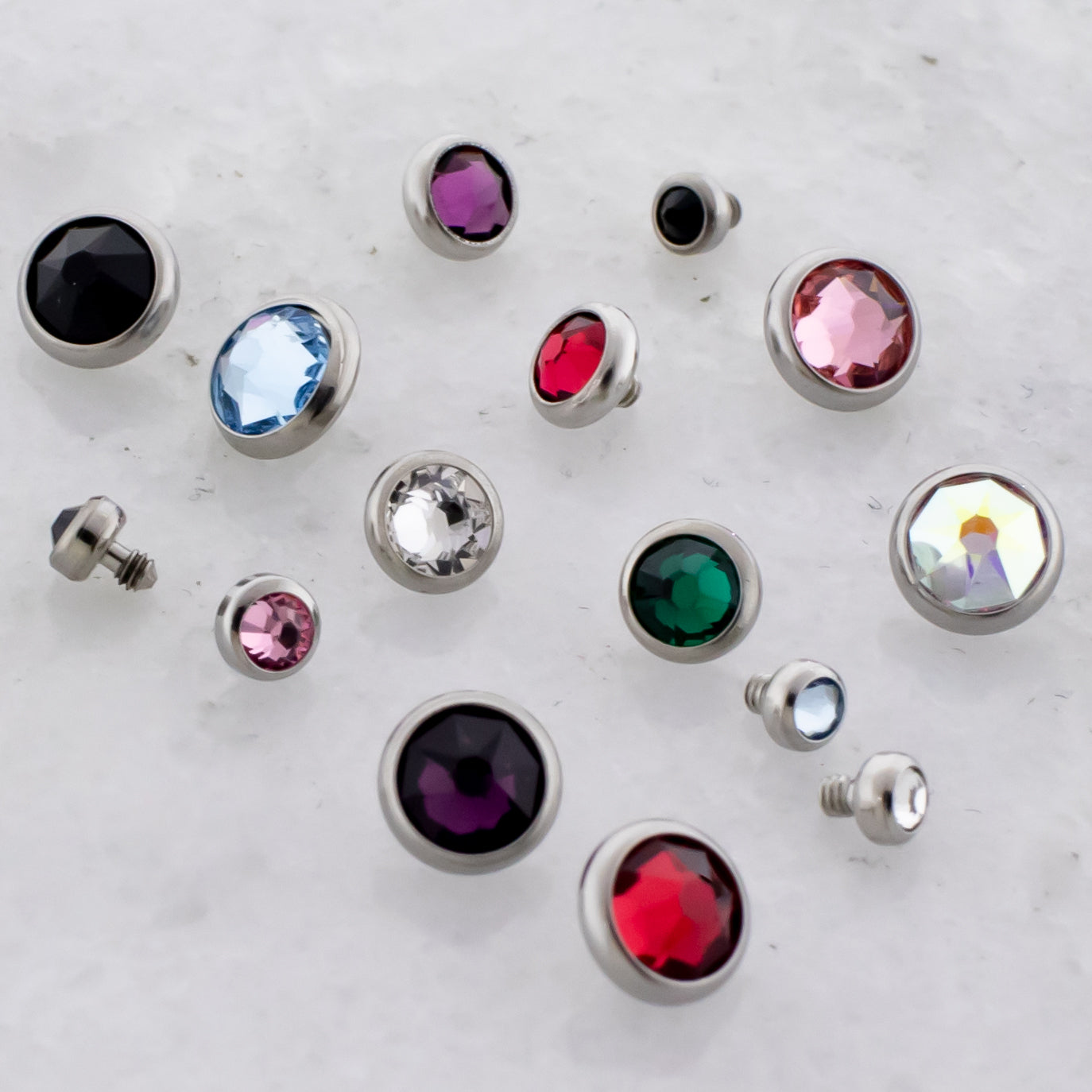 Steel Gem Disc - 14G Threaded Premium Crystals - Pierced Addiction