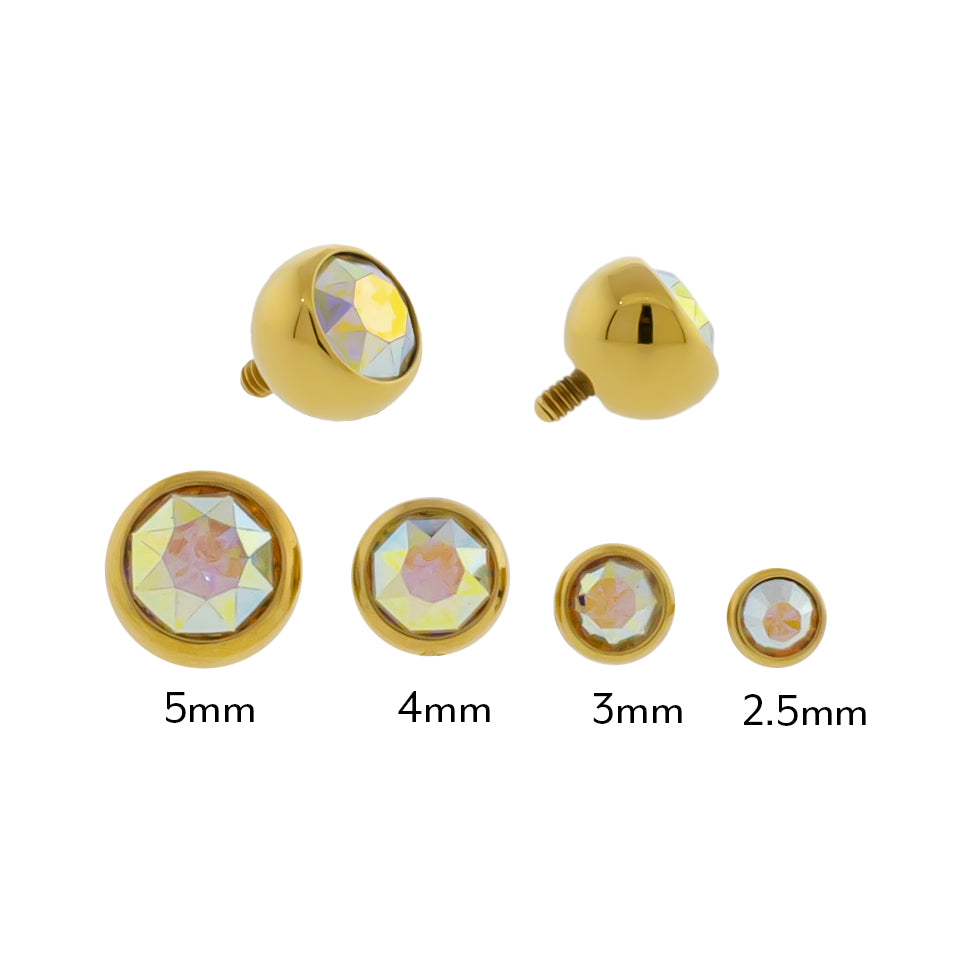 Steel Internally Threaded Gold PVD Gem Ball