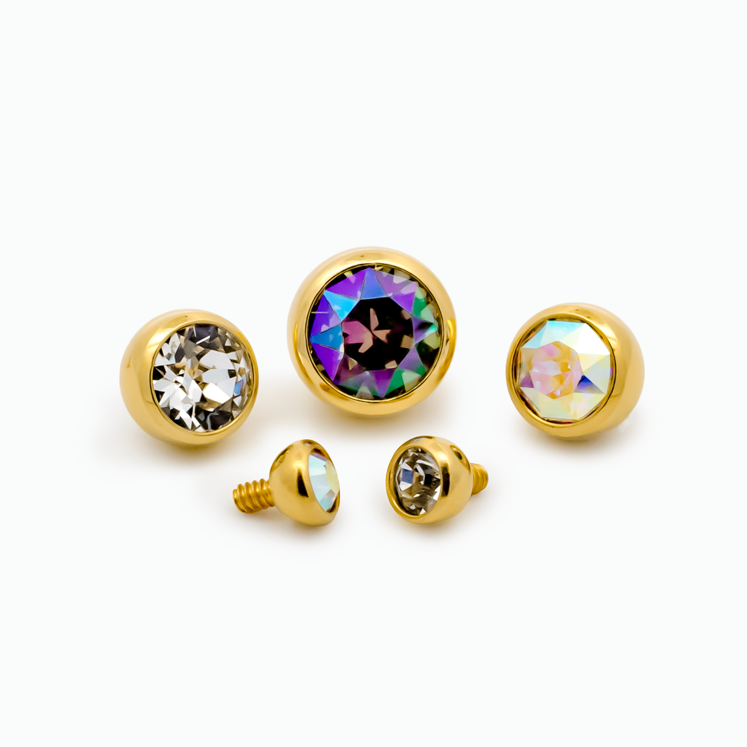 Steel Internally Threaded Gold PVD Gem Ball
