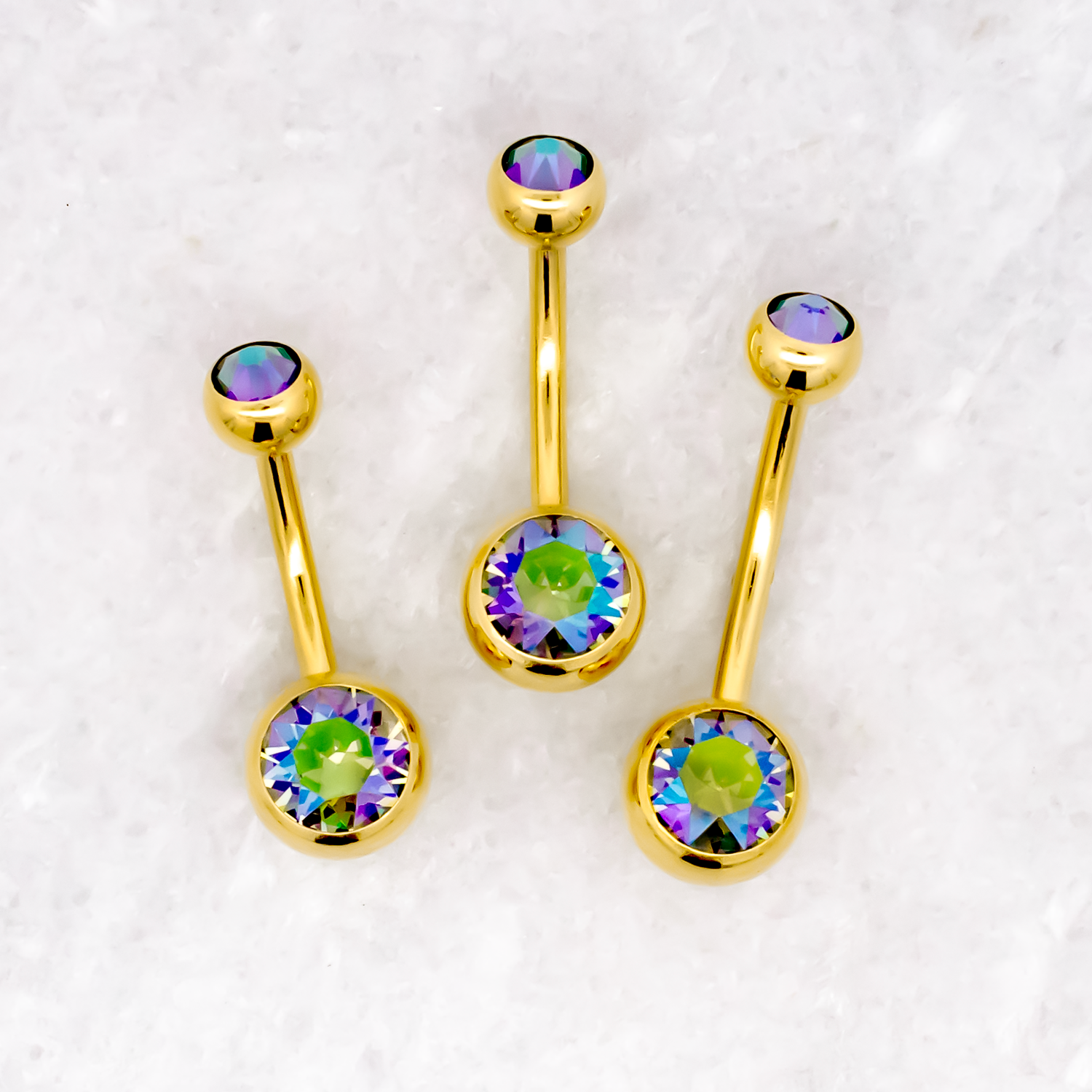 Steel Externally Threaded Navel Ring W/ Gold PVD