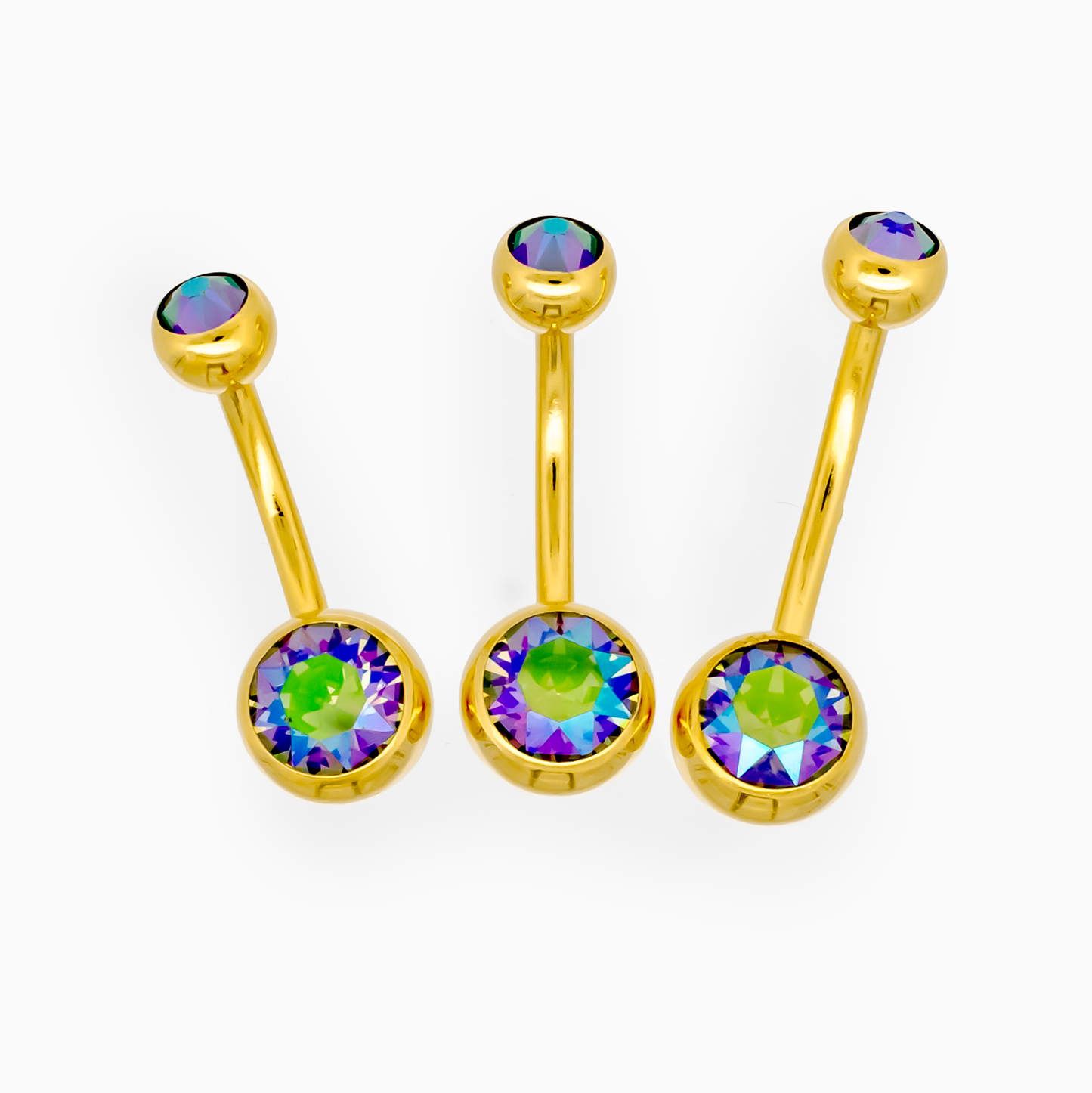 Steel Externally Threaded Navel Ring W/ Gold PVD