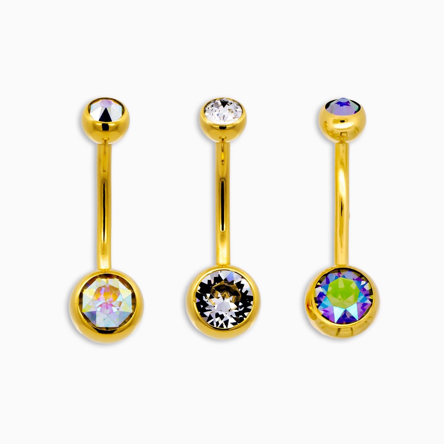 Steel Externally Threaded Navel Ring W/ Gold PVD