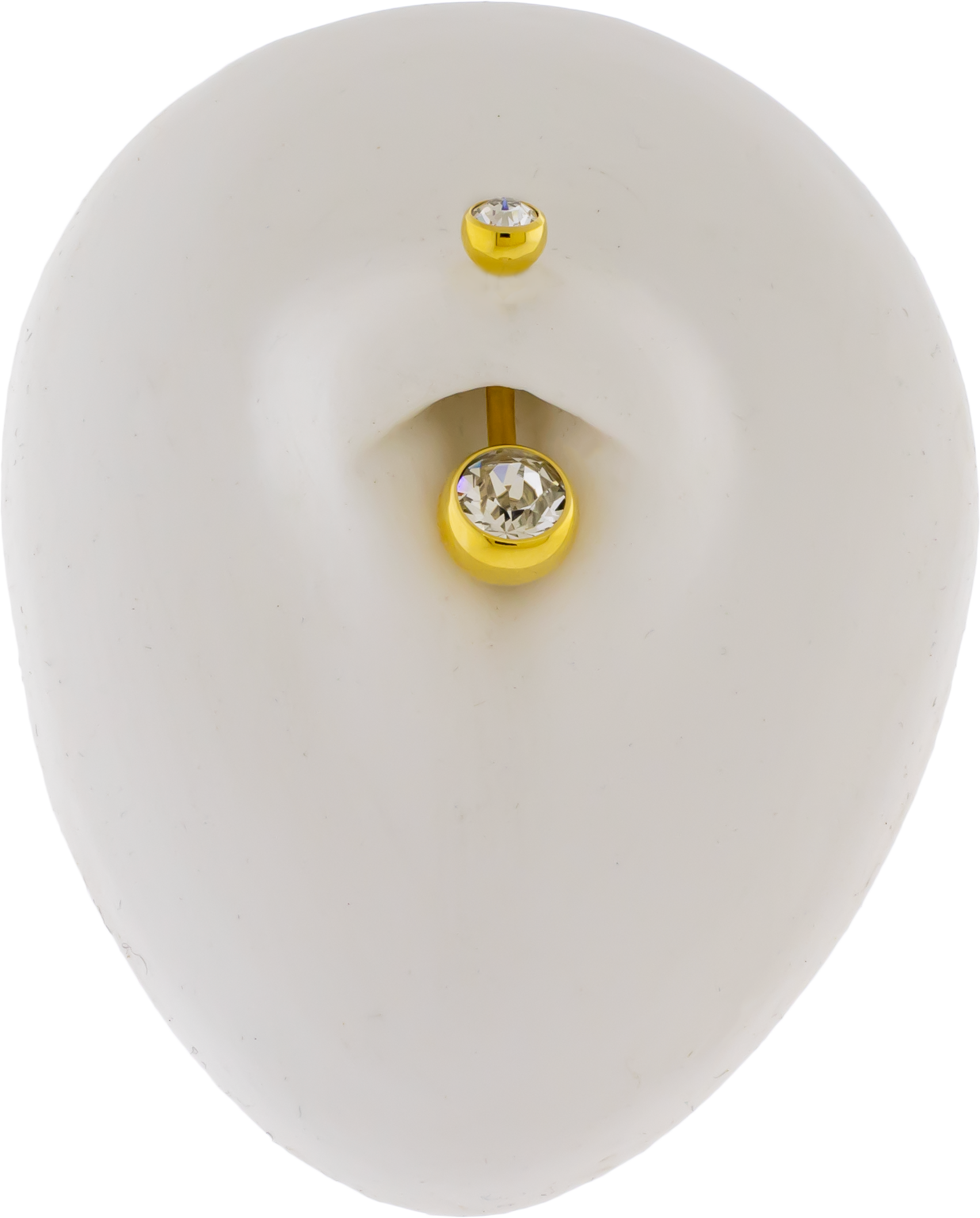 Steel Internally Threaded Double Gem Navel Ring W/ Gold PVD - Pierced Addiction