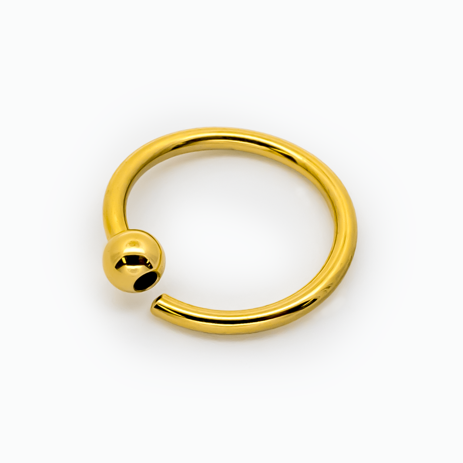 14G - 20G Gold Plated Steel Fixed Bead Captive Rings