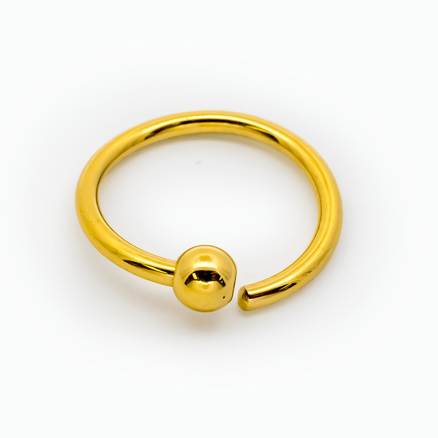 14G - 20G Gold Plated Steel Fixed Bead Captive Rings