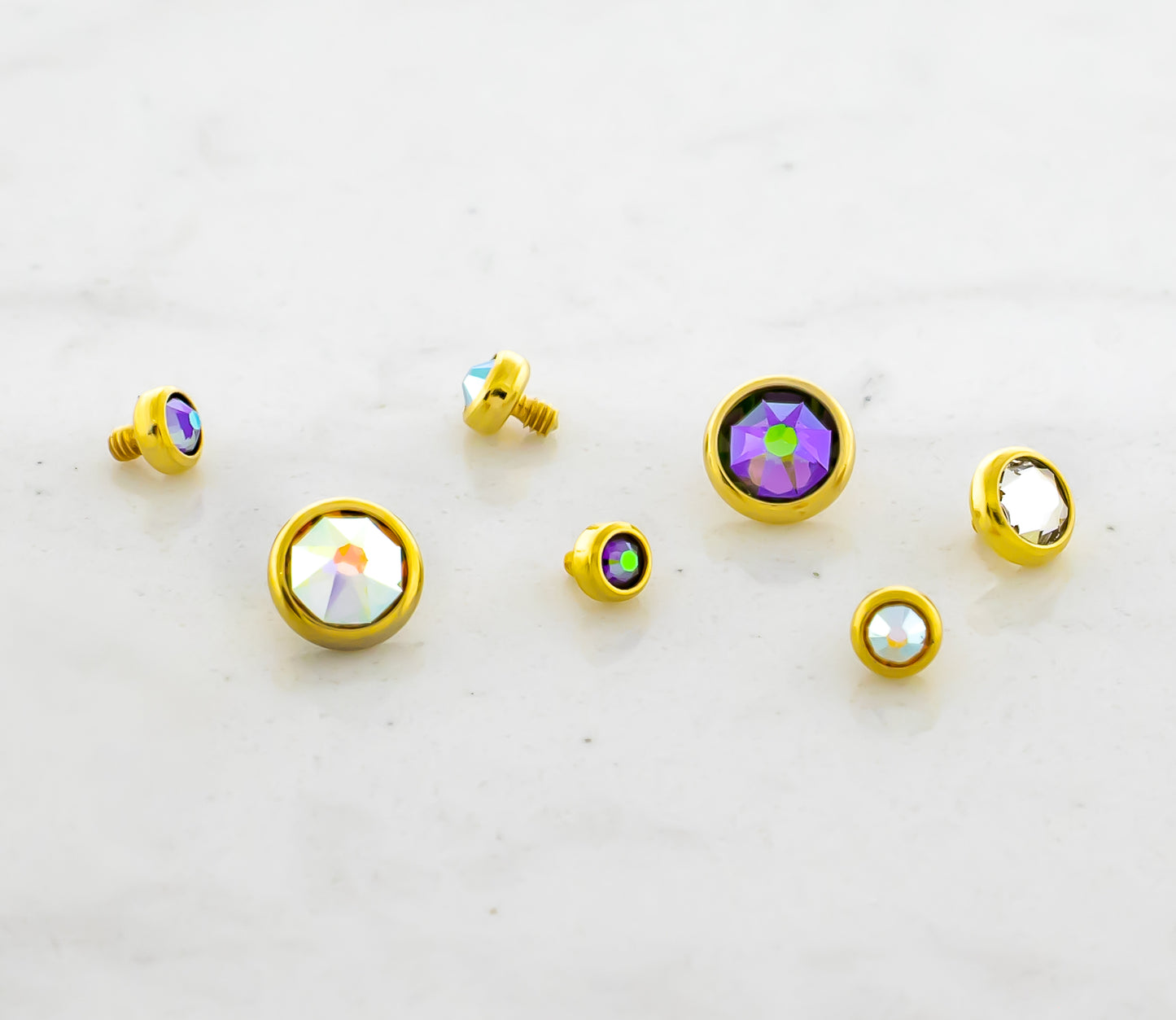 Steel Internally Threaded Gold PVD Gem Disc