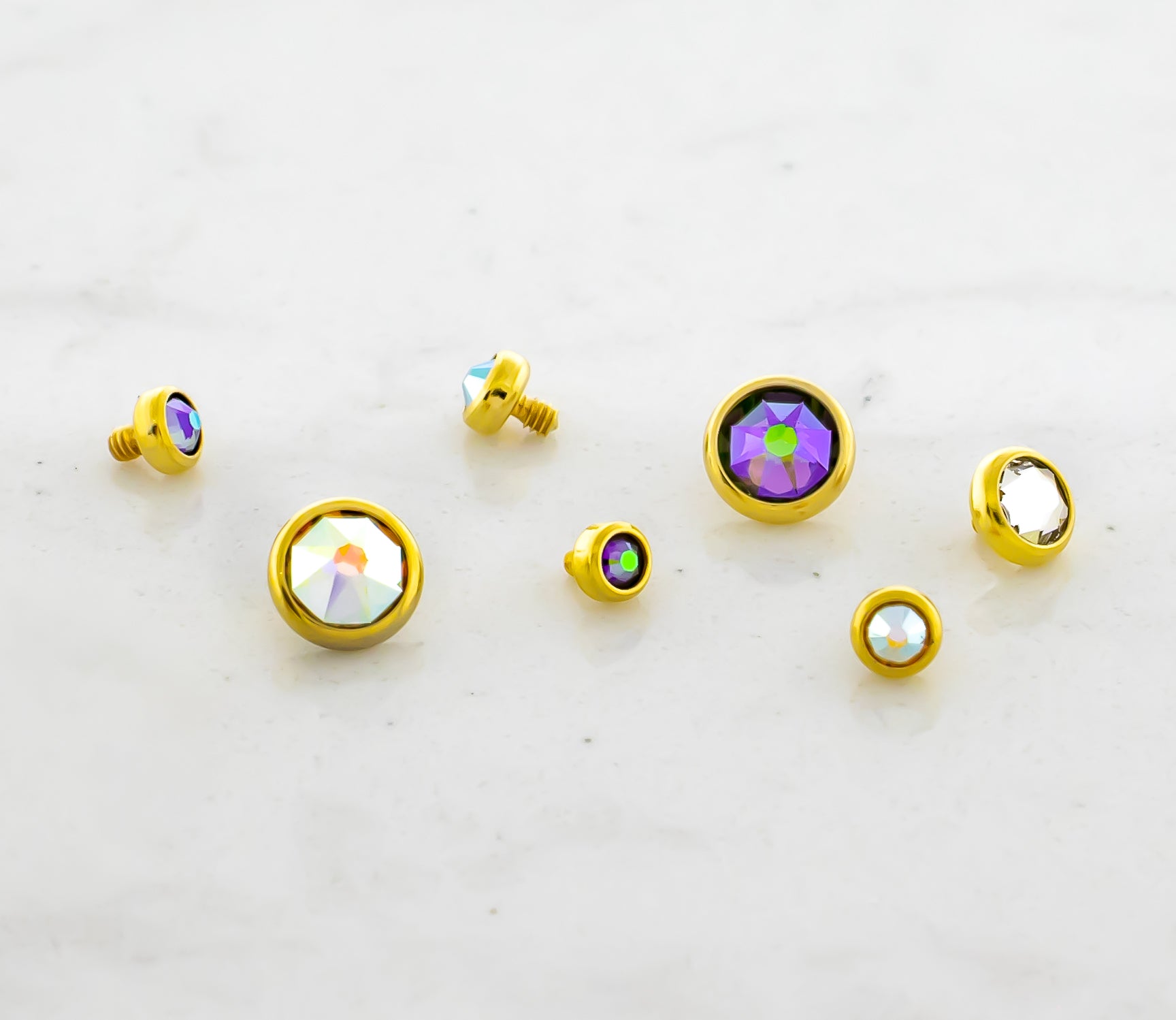 Steel Internally Threaded Gold PVD Gem Disc