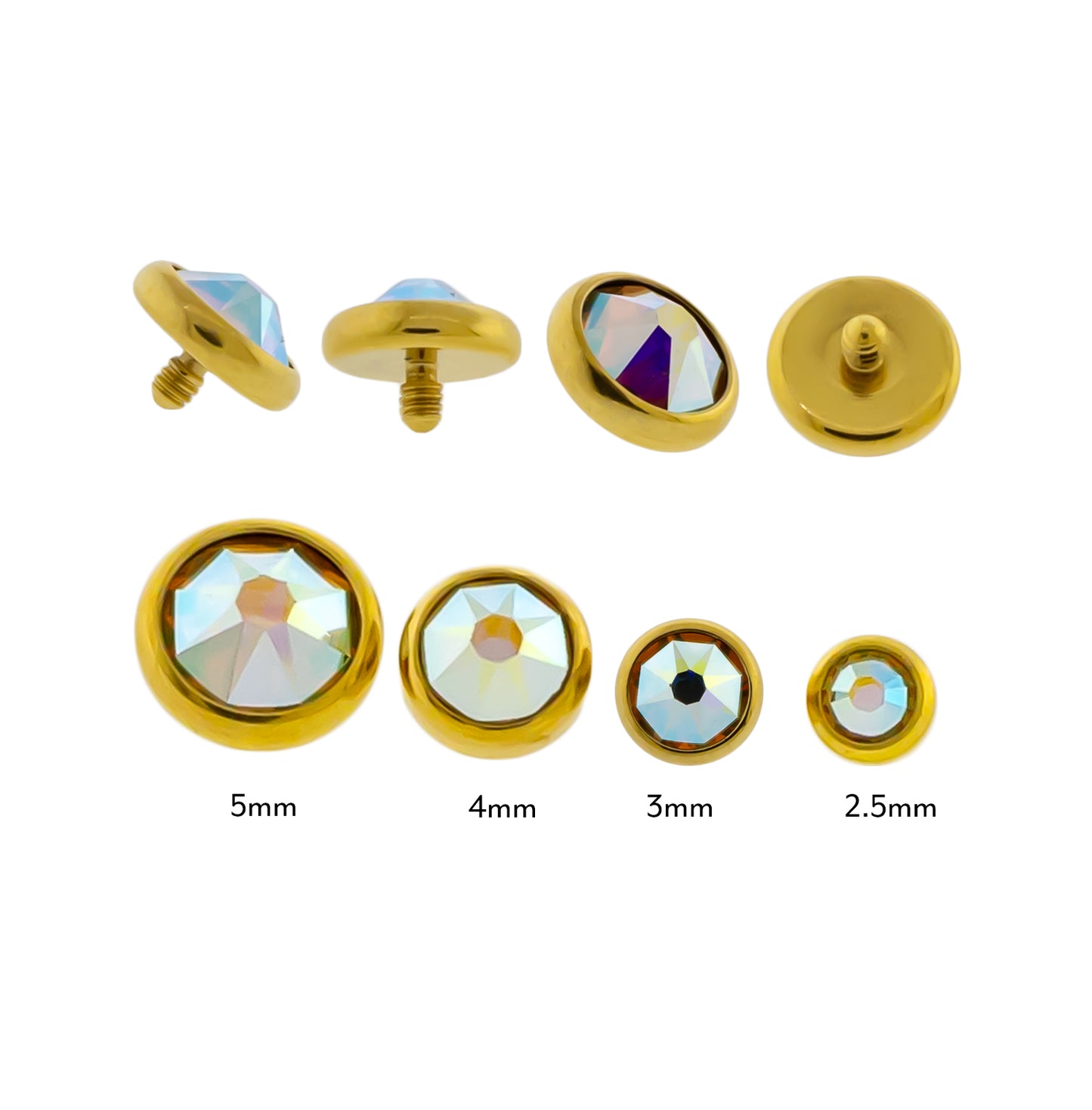Steel Internally Threaded Gold PVD Gem Disc