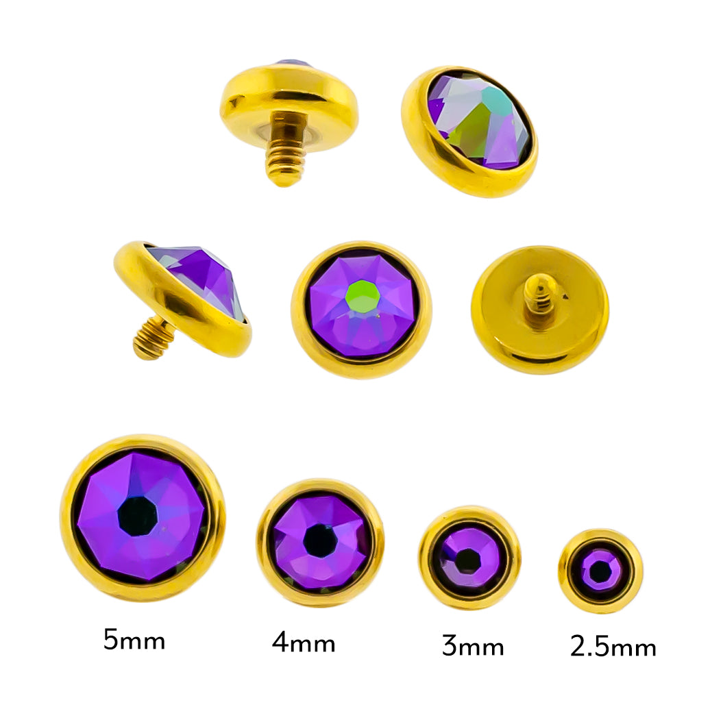 Steel Internally Threaded Gold PVD Gem Disc