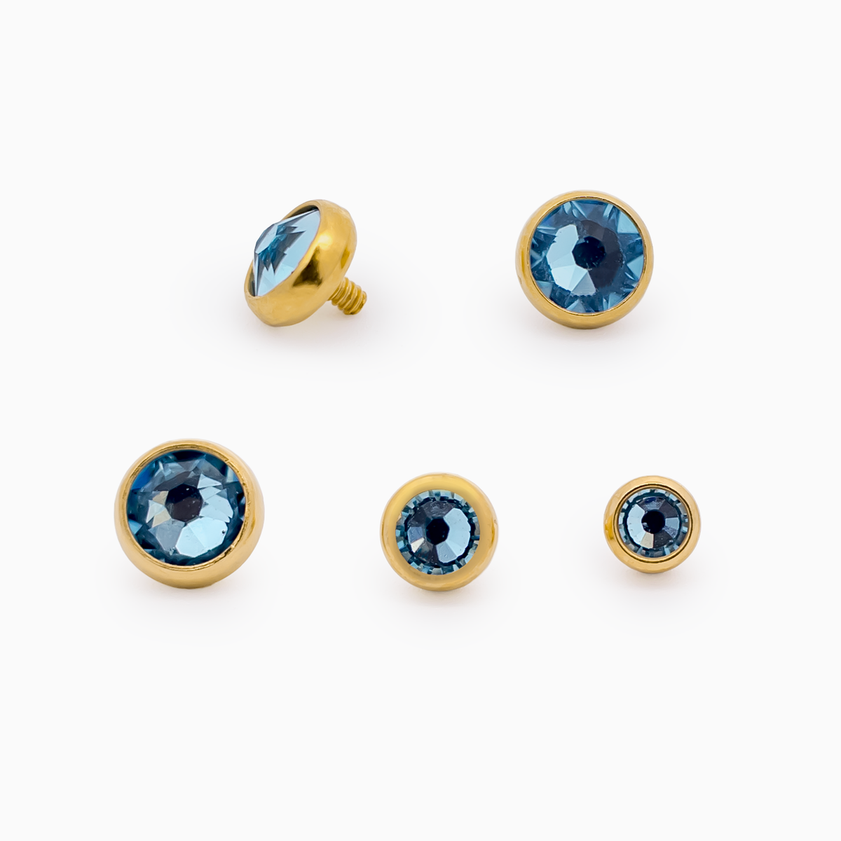 Steel Internally Threaded Gold PVD Gem Disc 16G- Aqua