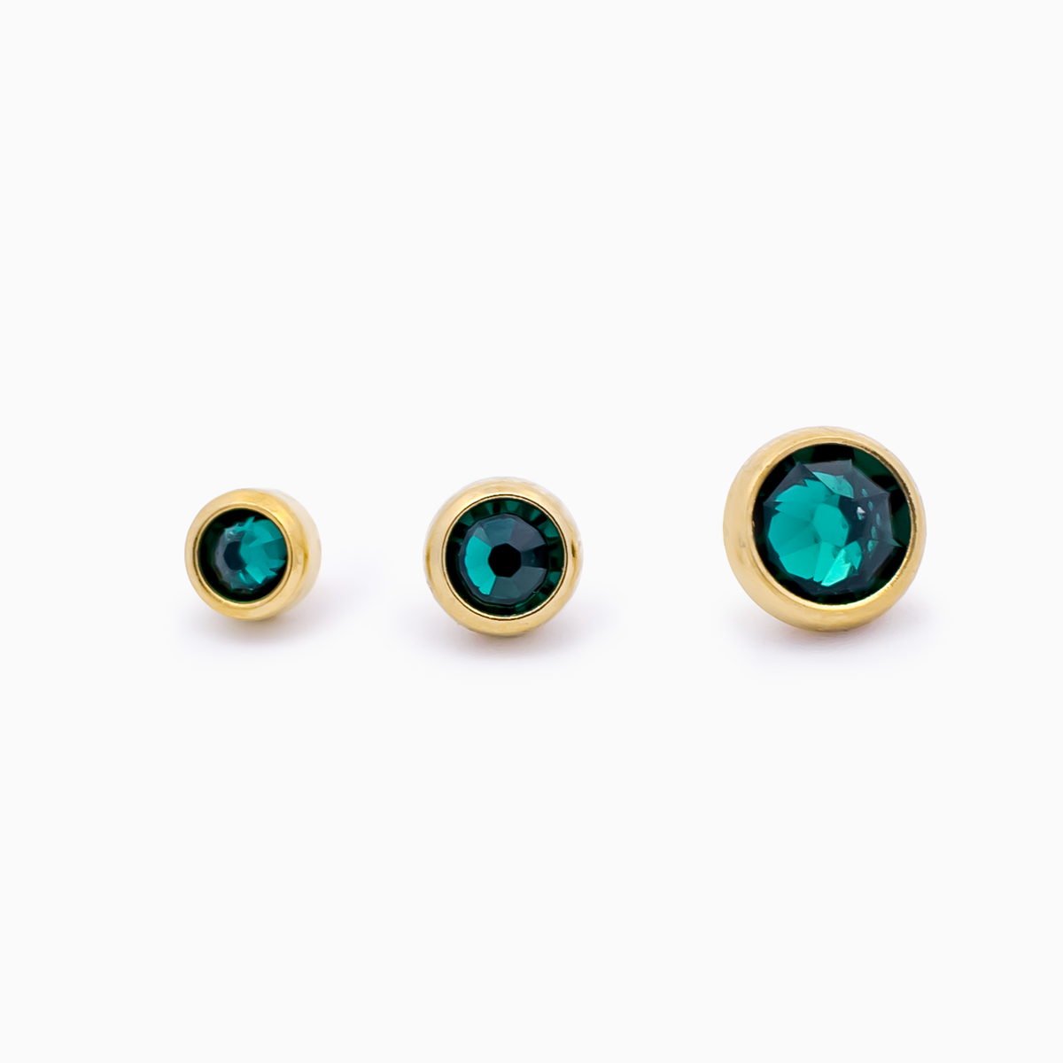 Steel Internally Threaded Gold PVD Gem Disc 16G- Emerald