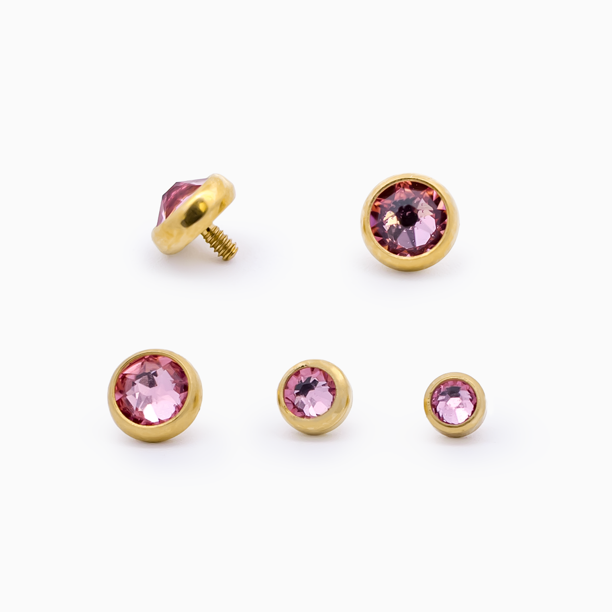 Steel Internally Threaded Gold PVD Gem Disc 16G- Light Rose