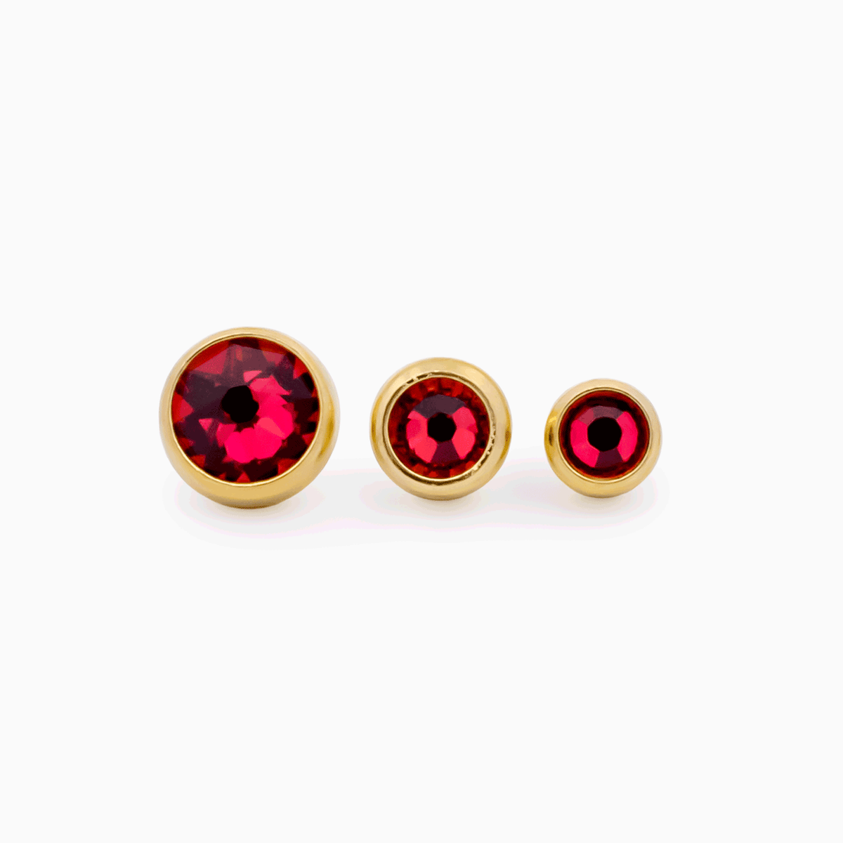 Steel Internally Threaded Gold PVD Gem Disc 16G - Scarlet