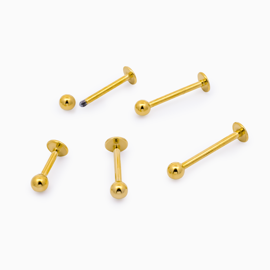 Steel Externally Threaded Labret – Gold PVD 16G