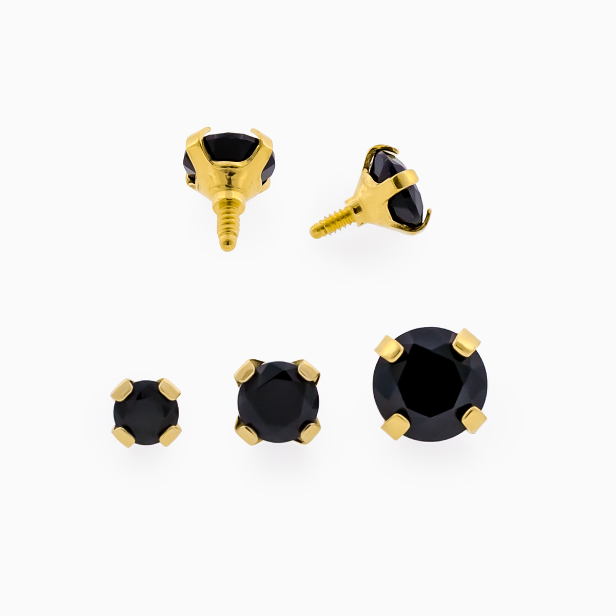 Steel Internally Threaded Gold PVD Prong Set End -16G