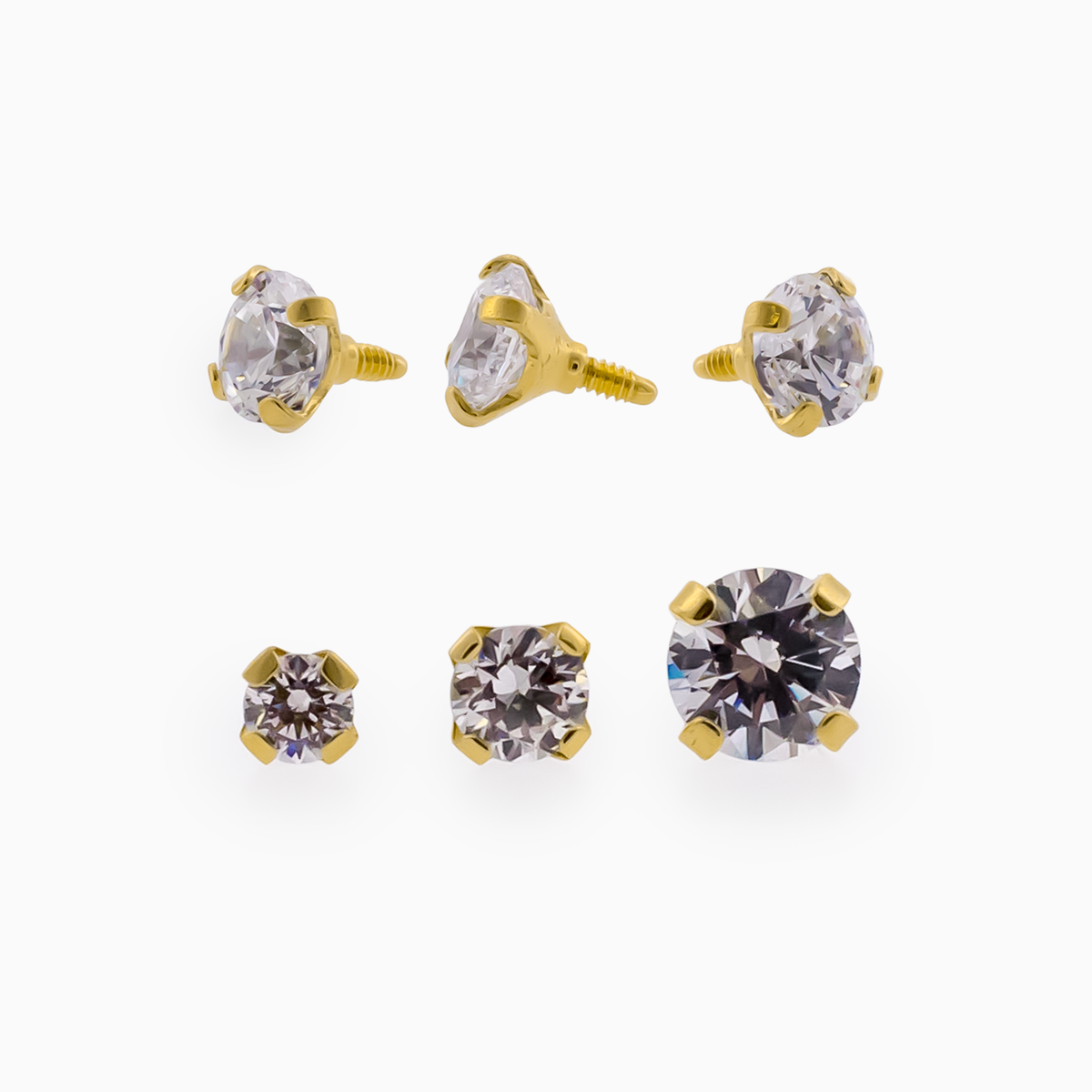 Steel Internally Threaded Gold PVD Prong Set End -16G