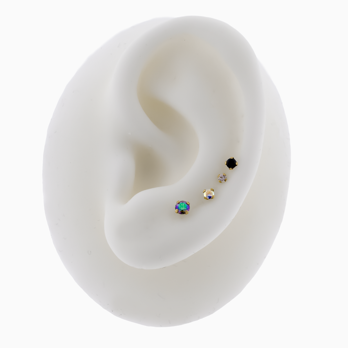 Steel Internally Threaded Gold PVD Prong Set End -16G