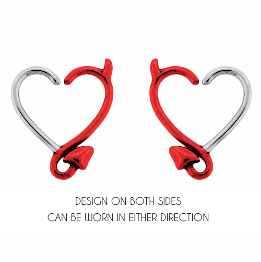 16G Steel Heart Devil Tail Seamless Ring