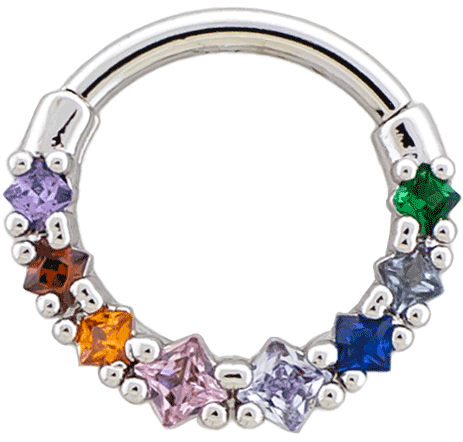 16G Birthstone Gem Hinged Segment Ring