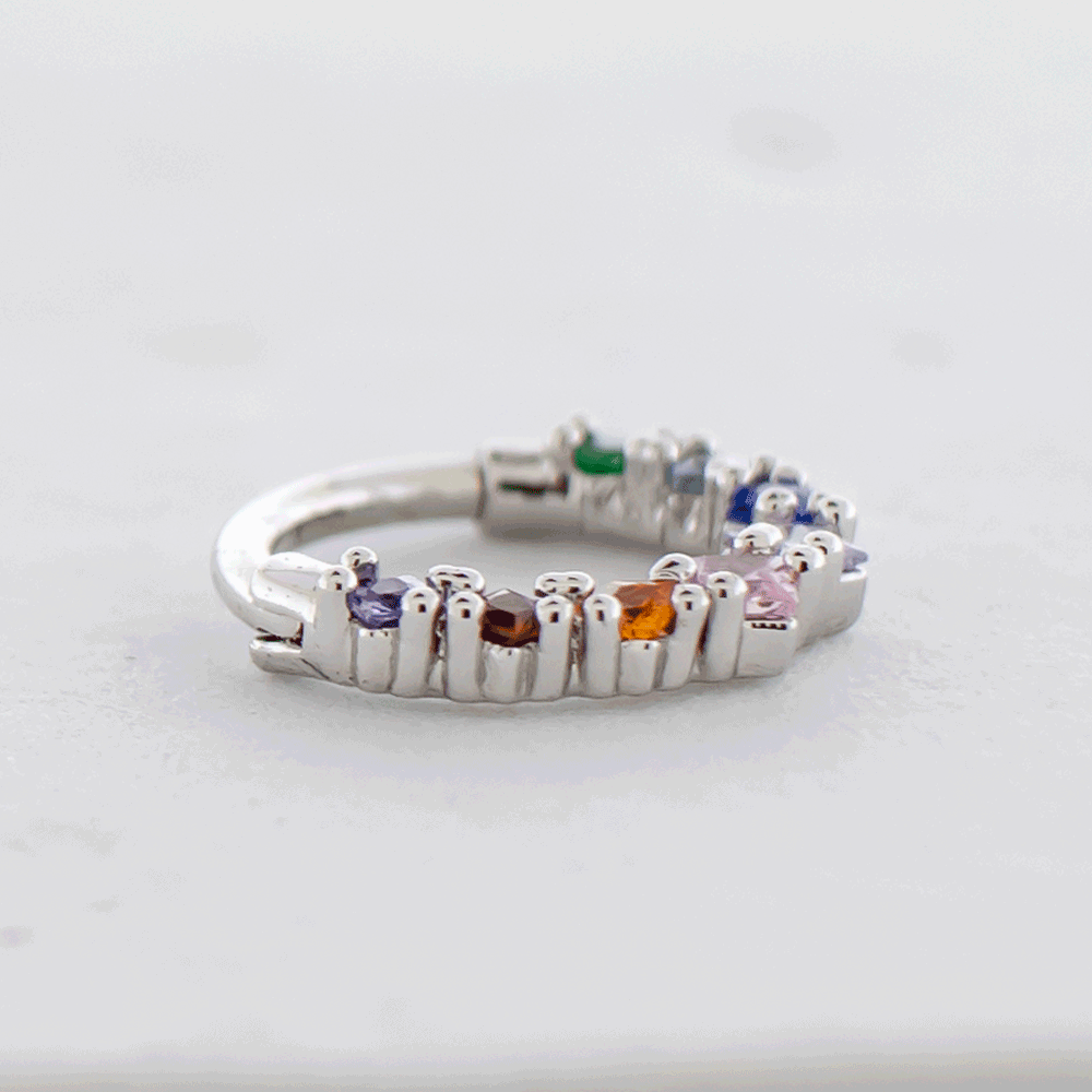 16G Birthstone Gem Hinged Segment Ring