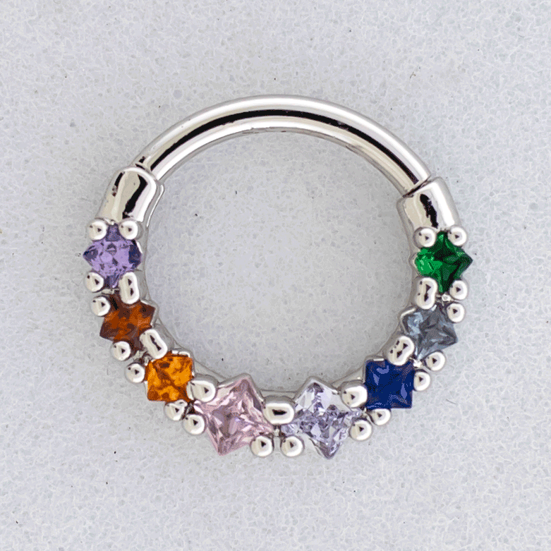 16G Birthstone Gem Hinged Segment Ring