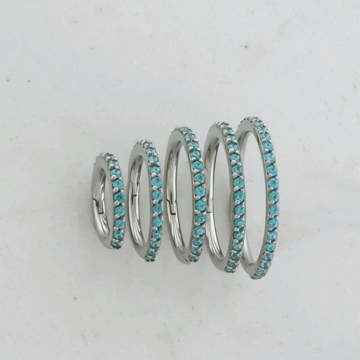 16G Steel Hinged Segment Rings With Colored Gems