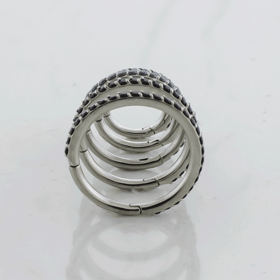 16G Steel Hinged Segment Rings With Colored Gems