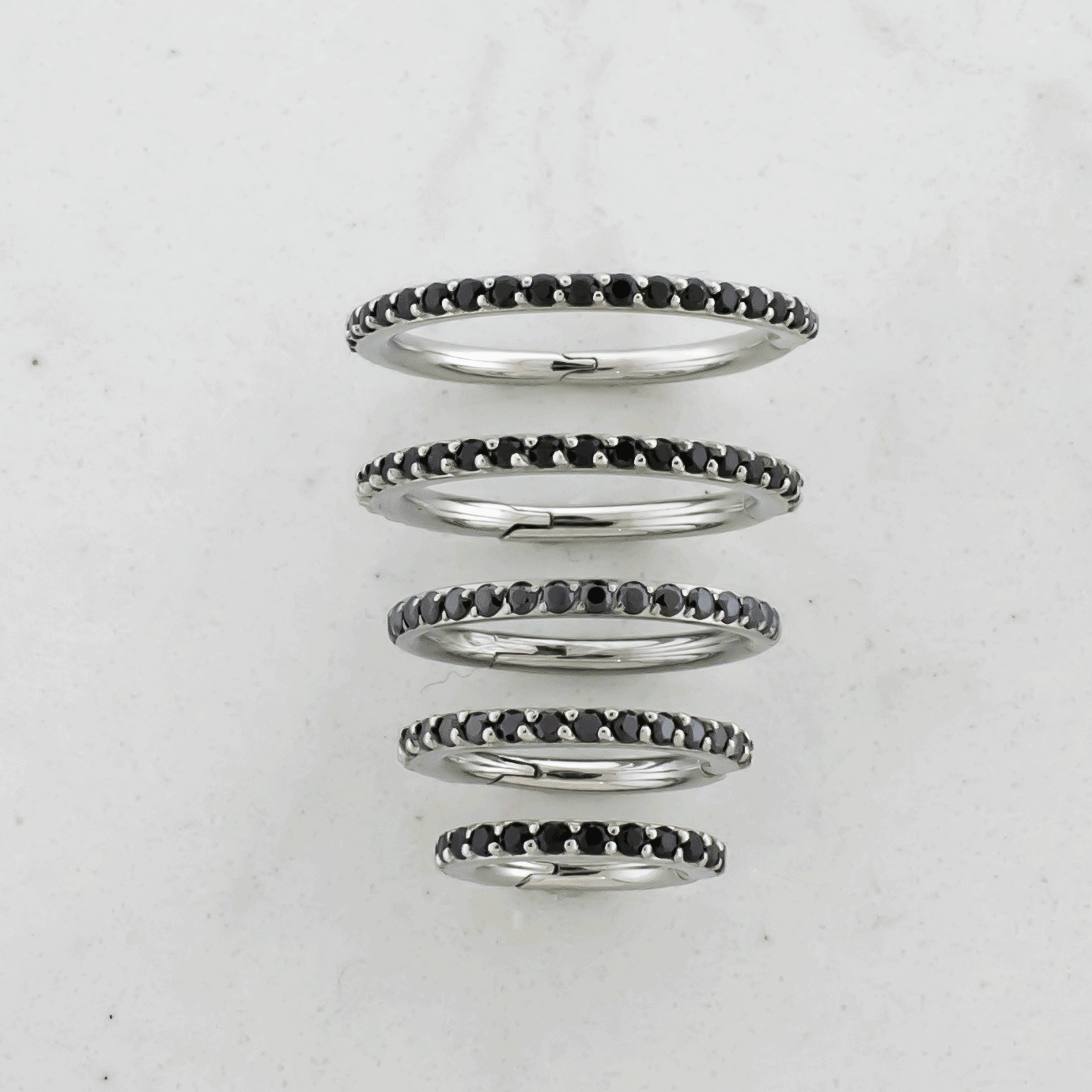 16G Steel Hinged Segment Rings With Colored Gems