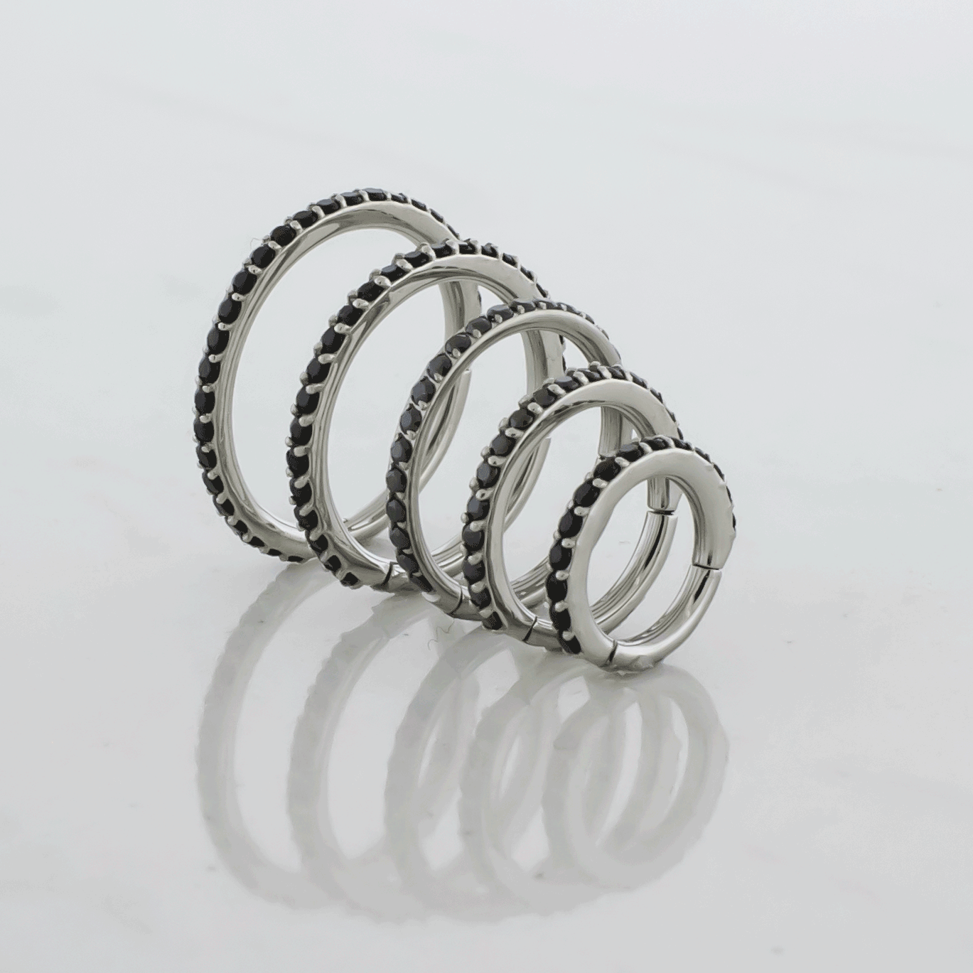 16G Steel Hinged Segment Rings With Colored Gems