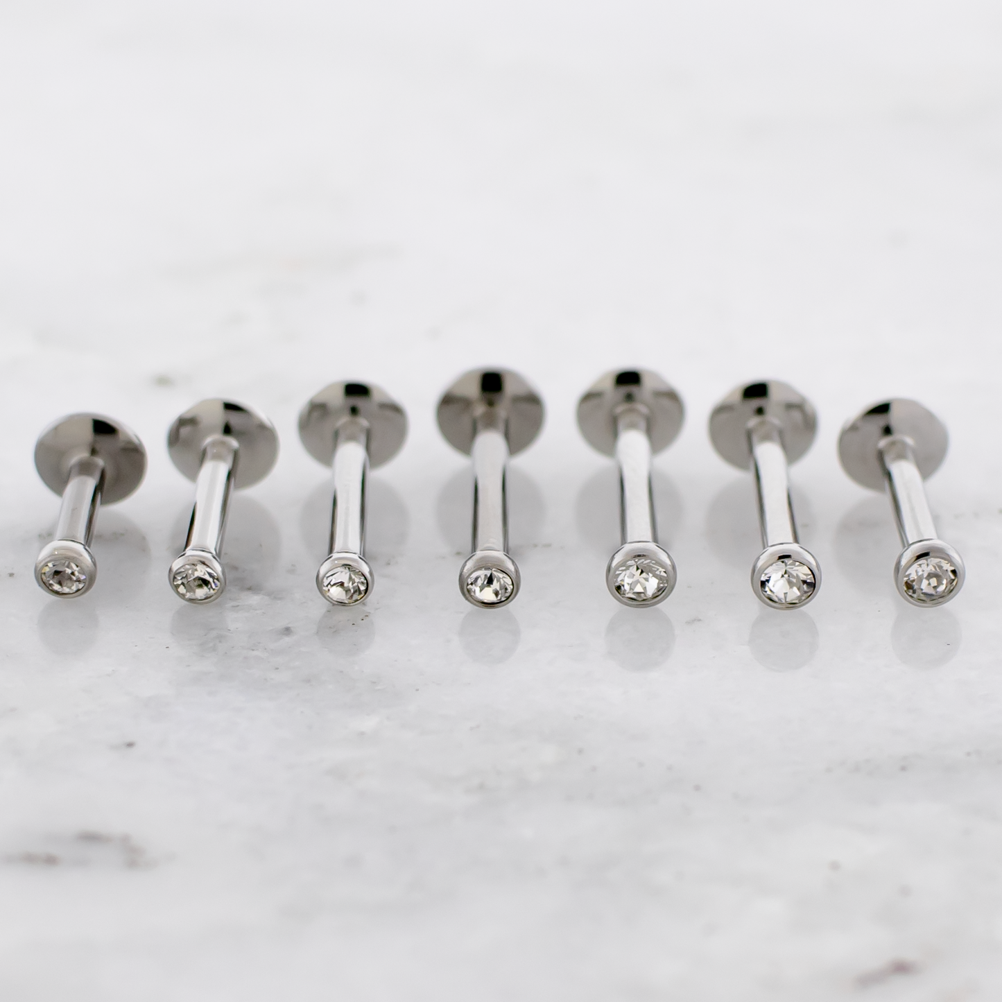 16G Steel Internally Threaded Labret w/Premium Crystal - Pierced Addiction