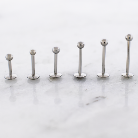 14G Internally Threaded Steel Labret with Ball - Pierced Addiction