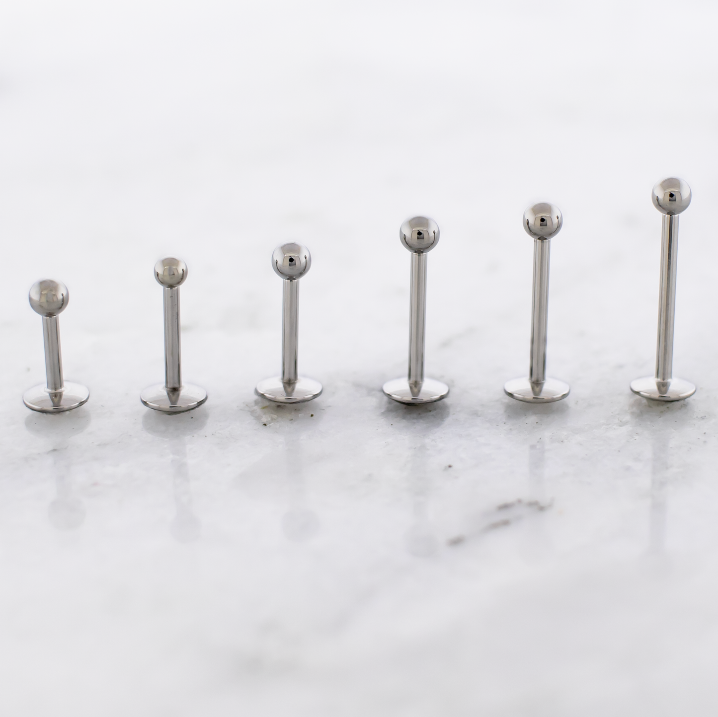 16G Internally Threaded Steel Labret with Ball - Pierced Addiction