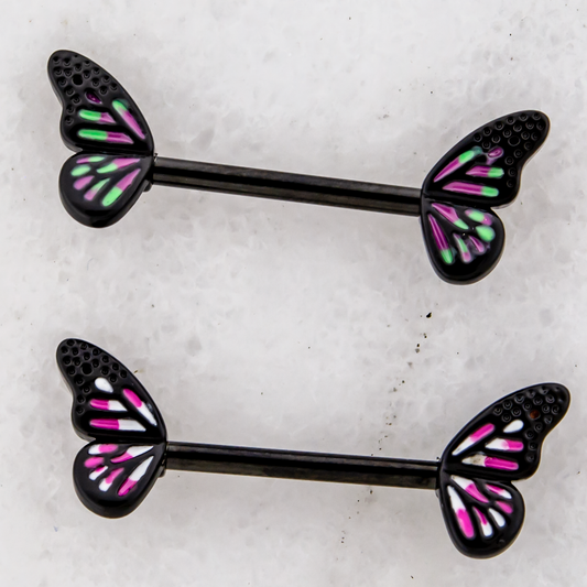 14G Butterfly Wing Nipple Barbell - Pierced Addiction