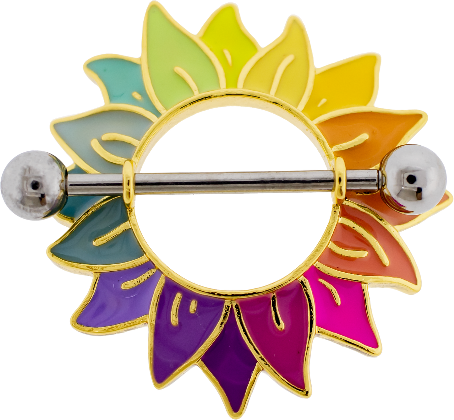 14G Rainbow Sunflower Nipple Shield