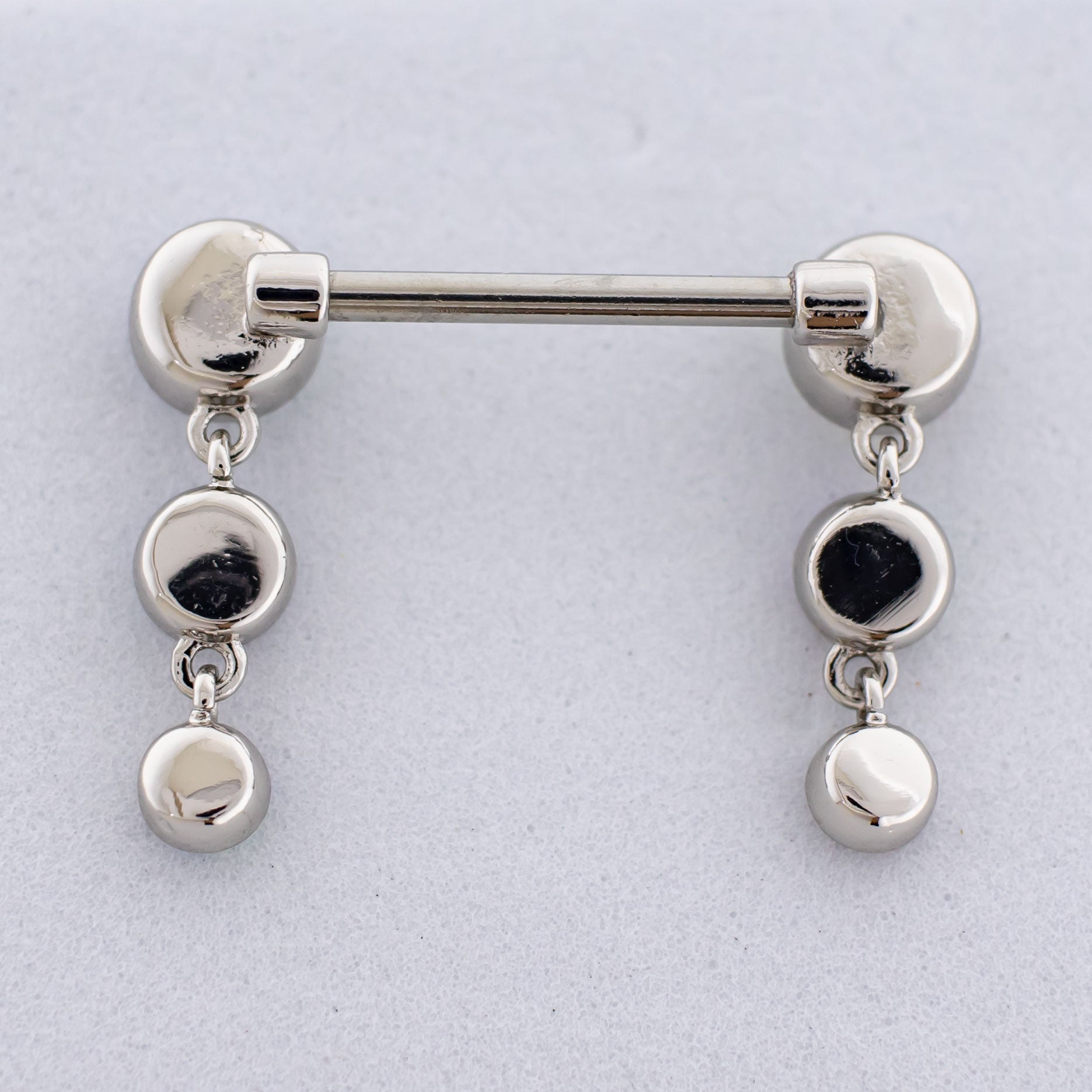 14G Triple Gem Drop Nipple Barbell - Pierced Addiction