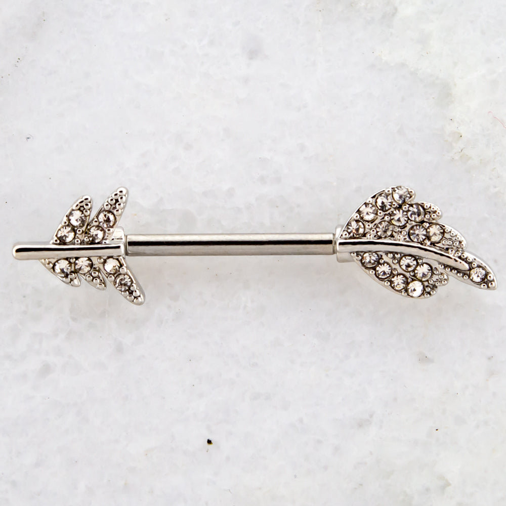 Nipple Barbell with Gem Feather