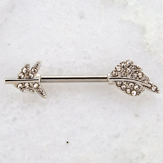 Nipple Barbell with Gem Feather