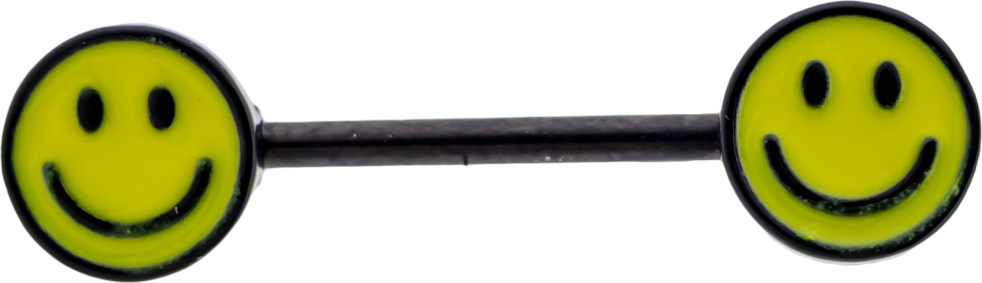 14G Nipple Barbell - Glow In Dark Happy Face - Pierced Addiction
