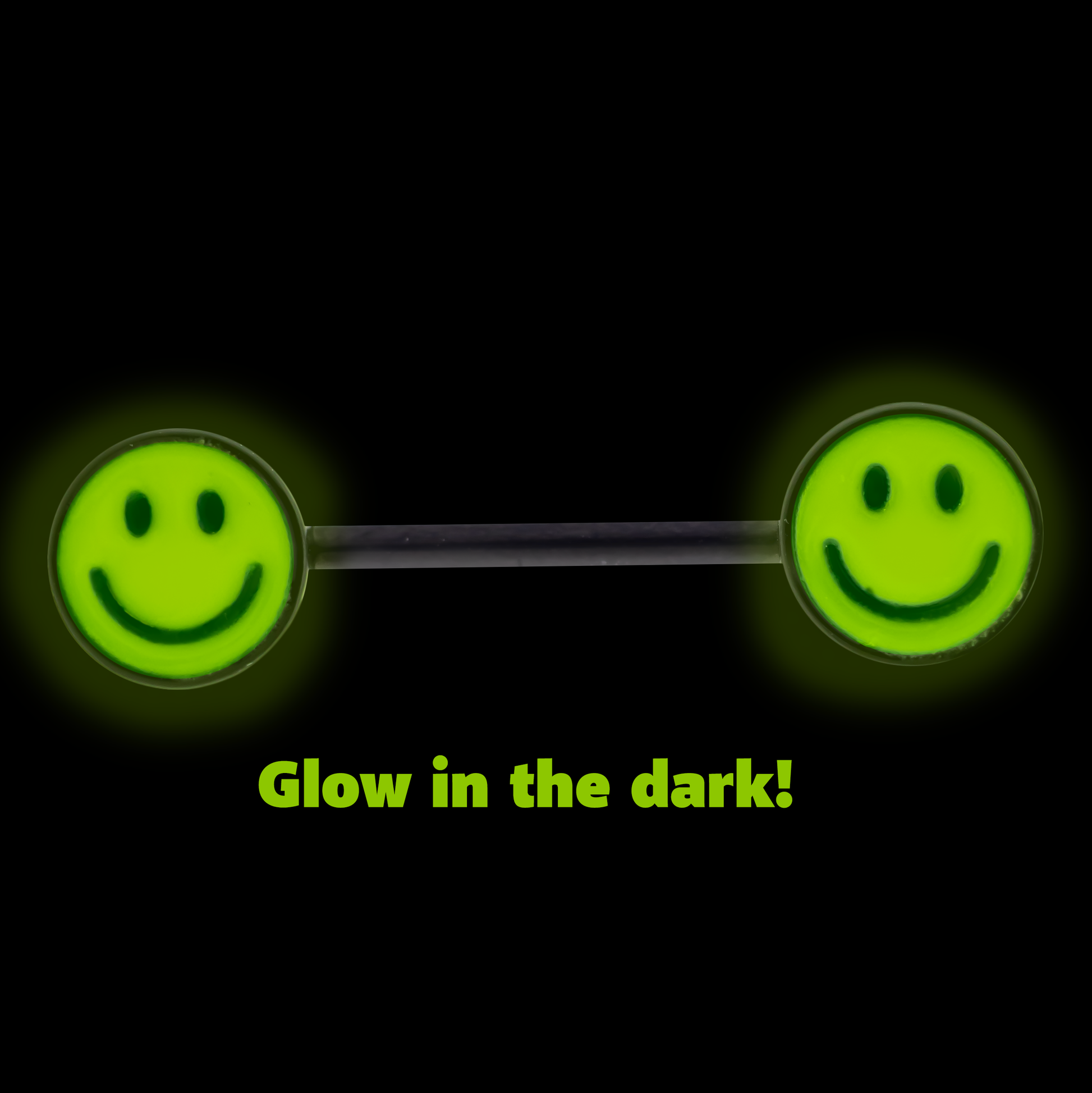 14G Nipple Barbell - Glow In Dark Happy Face - Pierced Addiction