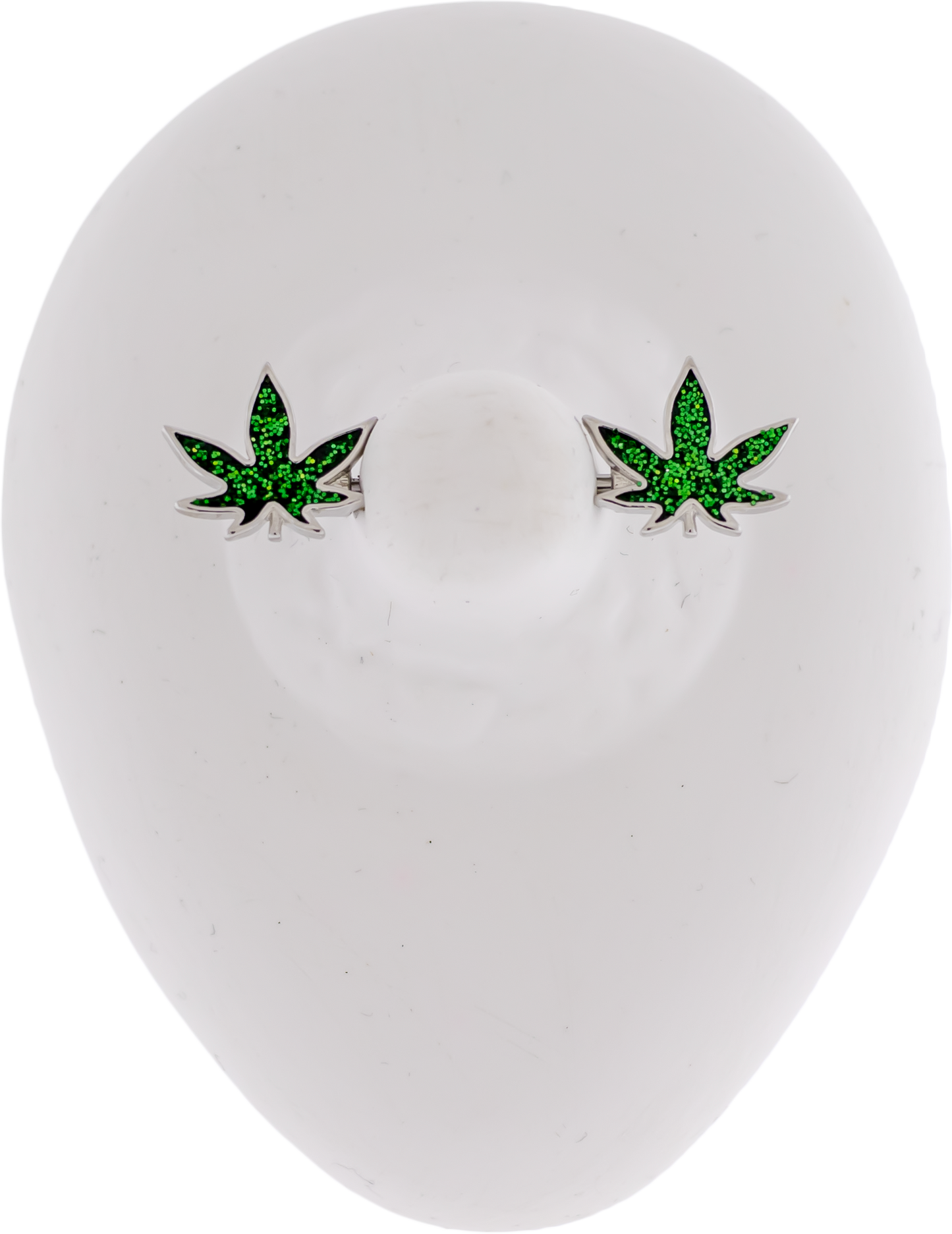 14G Nipple Barbell - Green Pot Leaf - Pierced Addiction