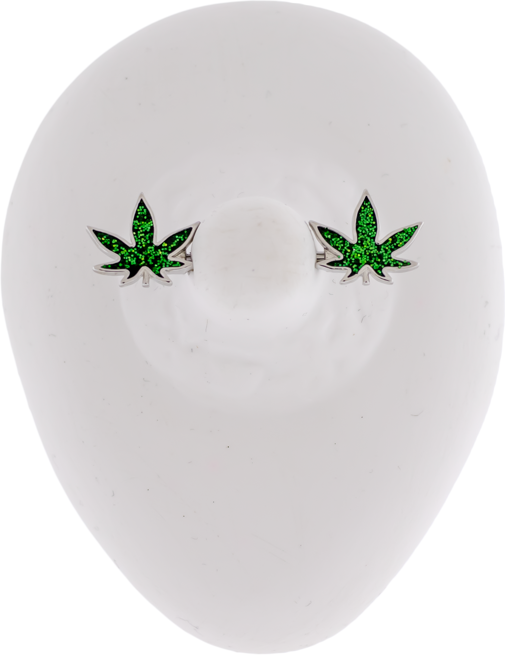 14G Nipple Barbell - Green Pot Leaf - Pierced Addiction