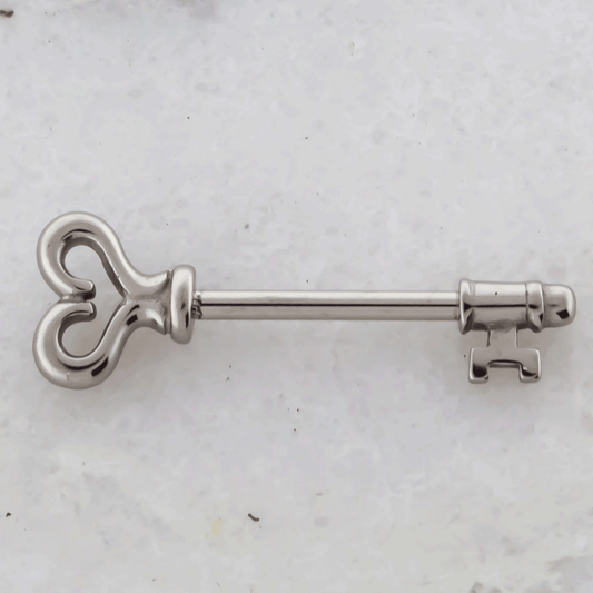 14G Heart Key Nipple Barbell - Pierced Addiction