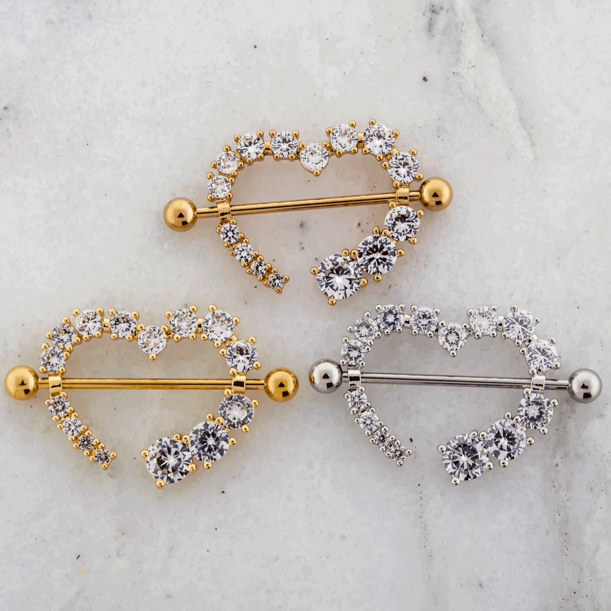 14G Heart Gem Nipple Shields - Pierced Addiction