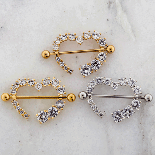 14G Heart Gem Nipple Shields - Pierced Addiction