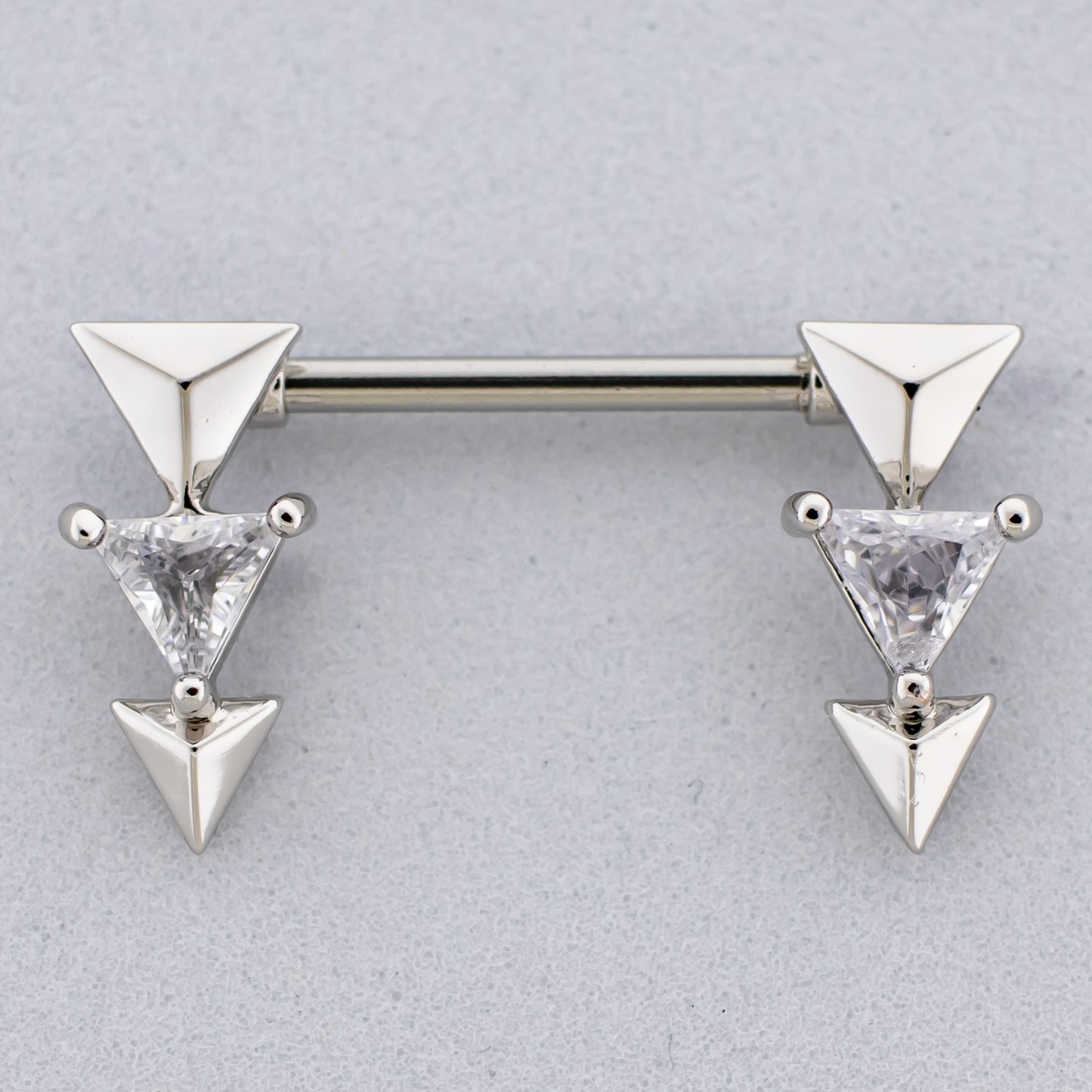 14G Triangular Trillon Gem Nipple Barbell - Pierced Addiction