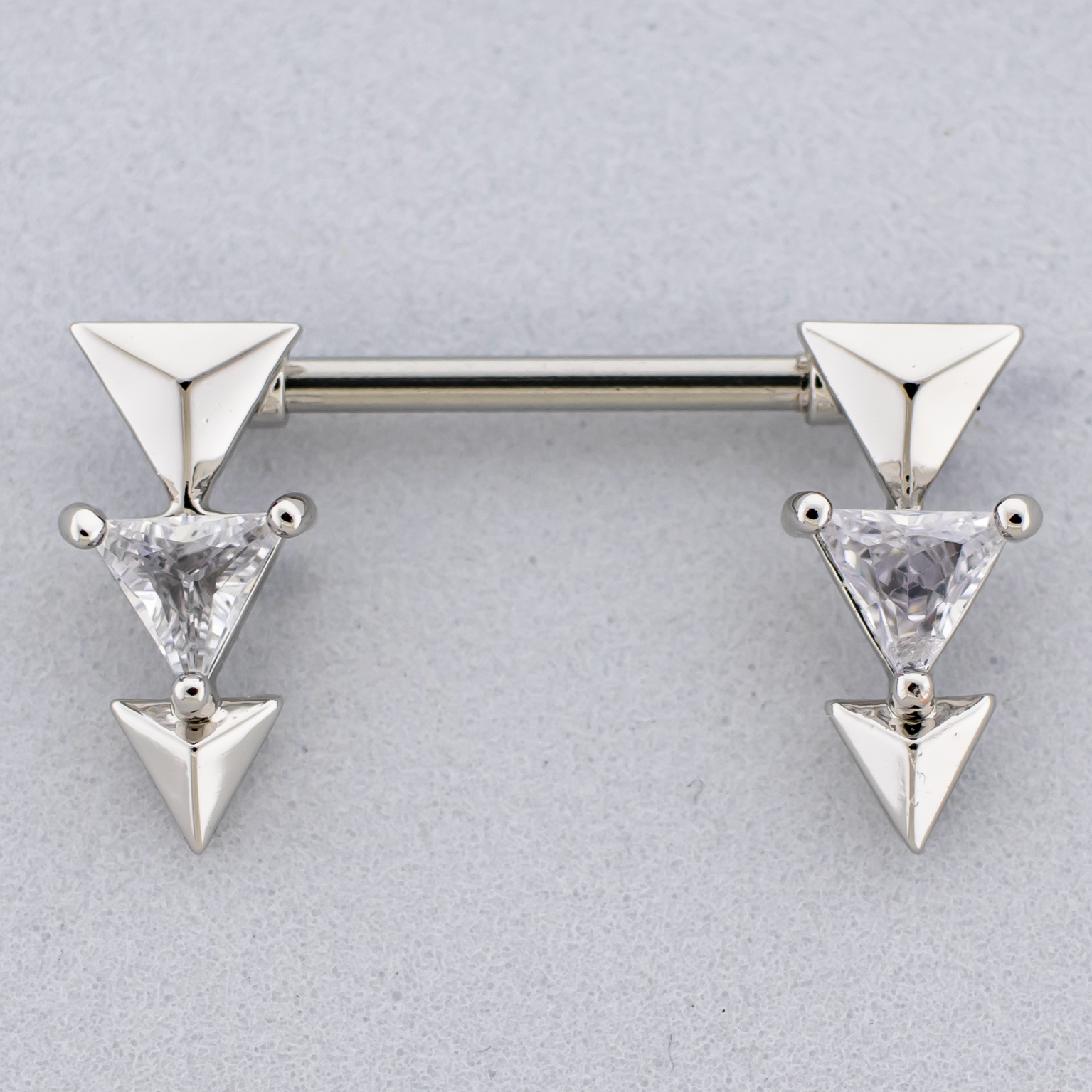 14G Triangular Trillon Gem Nipple Barbell - Pierced Addiction