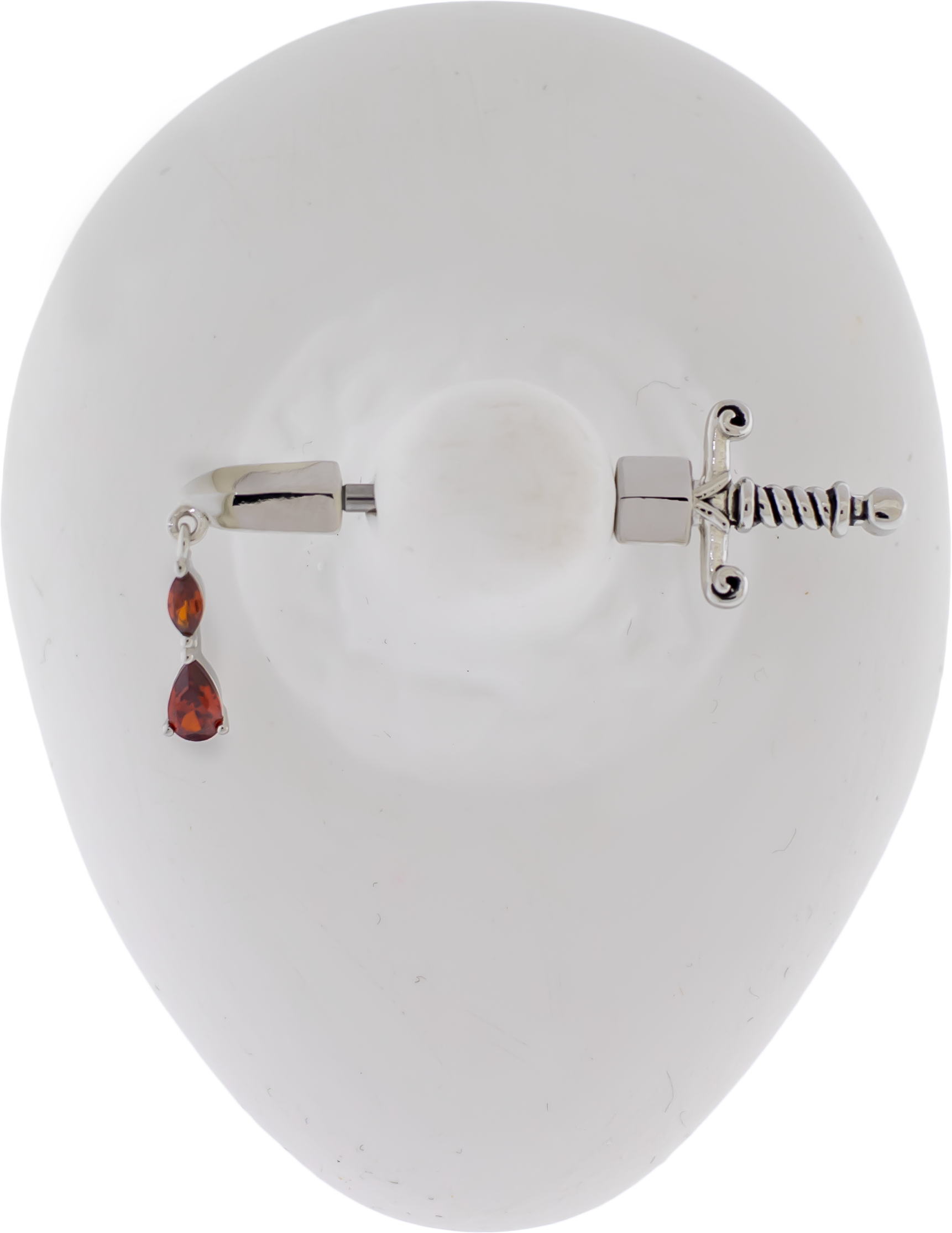 14G Sword With Gem Blood Dangle Nipple Barbell - Pierced Addiction