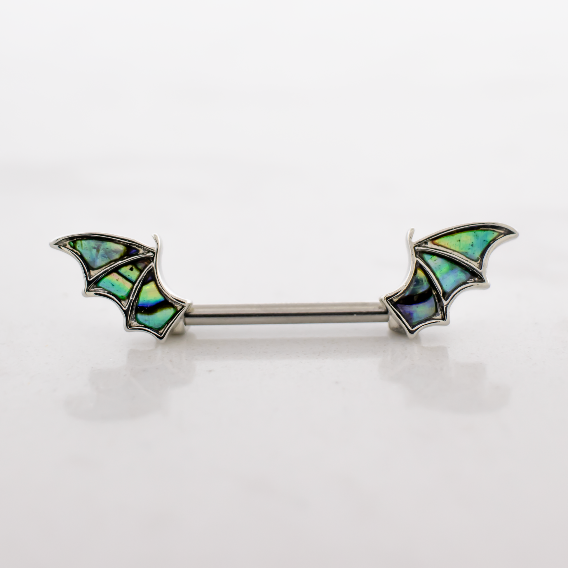 14G Abalone Shell Bat Wing Nipple Barbell - Pierced Addiction